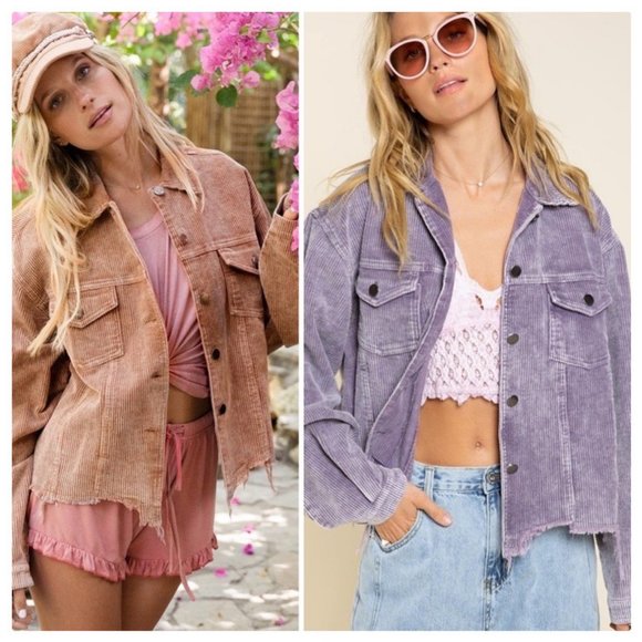 Basic Vintage Corduroy Jacket in Lavender - Picture 2 of 15